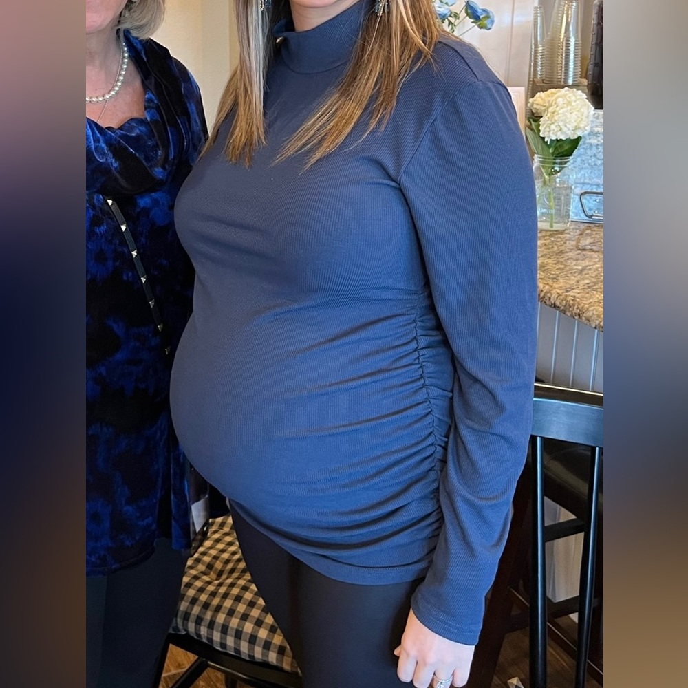 Women's Long Sleeve blue maternity top